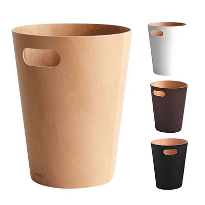 Simple Wooden Uncovered Trash Can for Home Living Room