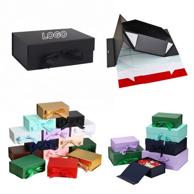 11.4" L x 8.7" W x 4.1" H Folding Magnetic Gift Boxes With Ribbons