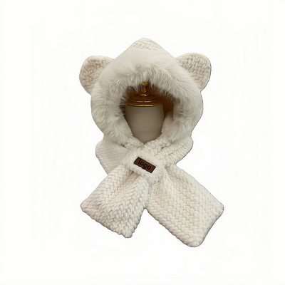 Women's Winter Bear Hat Scarf Combo Set for Cold Weather