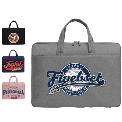 Laptop Sleeve in Oxford Fabric with Plush Lining and Front Pocket