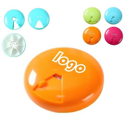 Portable Round Seven-Compartment Rotating Pill Box