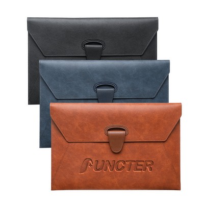 Leather A4 Document Organizer Bag - Multi-Pocket File Storage Pouch With Handle For Office