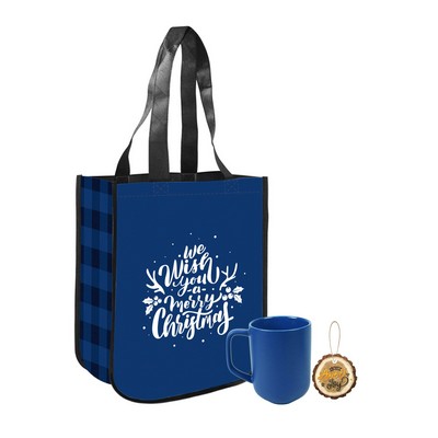 Buffalo Plaid Christmas 3" Trunk Design Ornament Gift Set