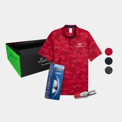 PUMA® Camo Men's Polo Shirt, Srixon® Golf Balls & Pitchfix® Icon Divot Tool Gift Set