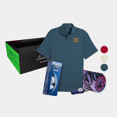 PUMA® Modalon Men's Polo Shirt, Towel, Srixon® Golf Balls & Pitchfix® Icon Divot Tool Gift Set