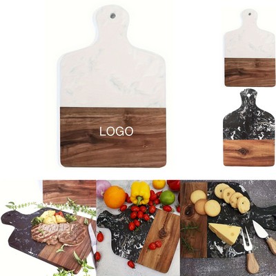 Wood Marble Cutting Board with Handle