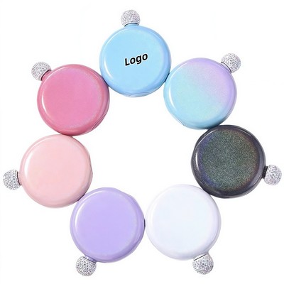 Stainless Steel Round 5oz Glitter Trim Flask for Women's On-the-Go Spirits