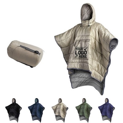 Wearable Sleeping Bag Poncho With Hoodie