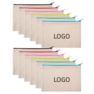 Multipurpose Canvas Cosmetic Bag with Zipper