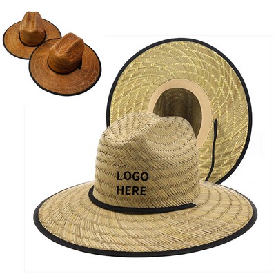 Camo-Printed Wide Brim Summer Straw Hat