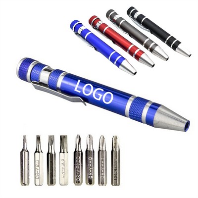 8" 1 Tool Pen And Screwdriver Set