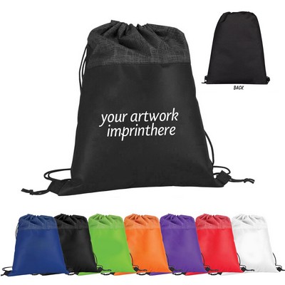 Crosshatch Two-tone Drawstring Bag