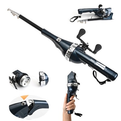 Pocket Folding Telescopic Handle Fishing Rod Built-in Reel