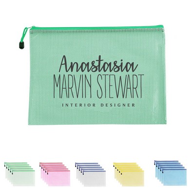 Plastic Mesh Zip Document Bag