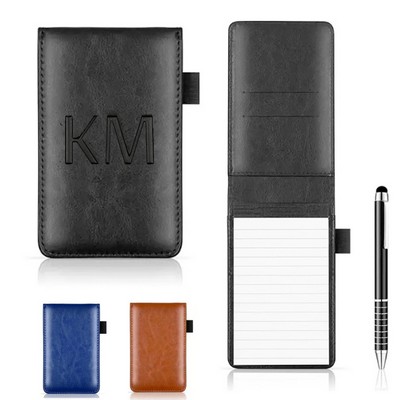 Pocket PU Leather Notebook With Pen