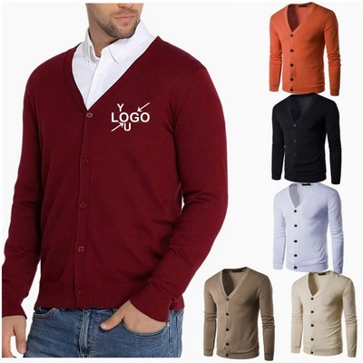 Men's V-Neck Button-Up Cardigan