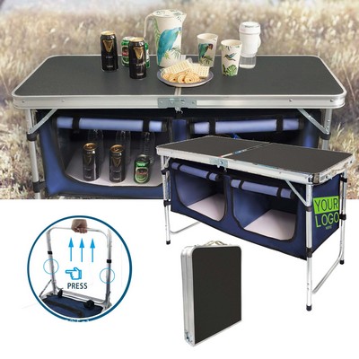 47.24"×18.5"×27.55" Aluminium Alloy Adjustable Height Folding Outdoor Camp Cooking Table