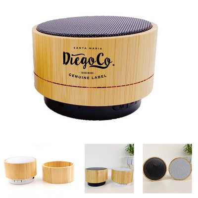 Circular Bamboo Bluetooth Speaker