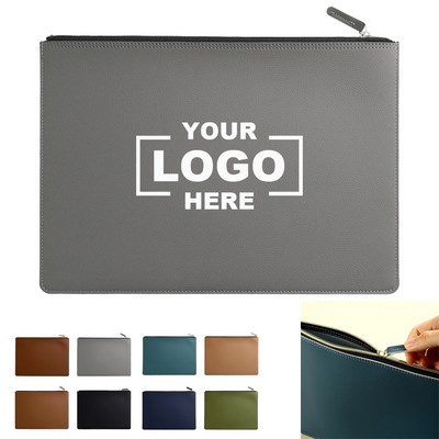 PU Leather A4 File Folder Zipper Document Holder - By Sea