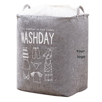 75L Linen-Look Foldable Laundry Hamper with Drawstring Liner