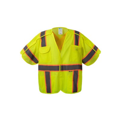 High Visibility X-Back 5-Point Breakaway Vest, Class 3, Lime, Mesh