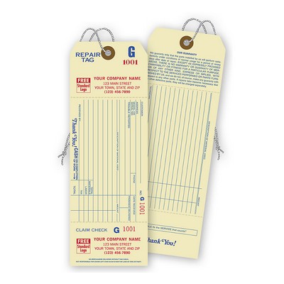 Repair Tags - w/ Detachable Claim Checks