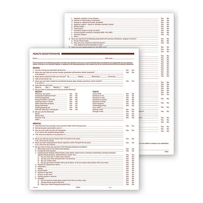 Dental Health History Questionnaires