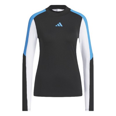 adidas Ladies Beyond the Course Color Block Long Sleeve Mock Neck Top