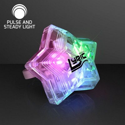 LED Magic Star Gem Rings, Pulse + Steady Lighting (No Flash) - PRINTED