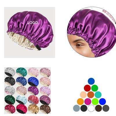 Adjustable Double Layer Reversible Satin Nightcap