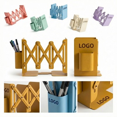 Heavy-Duty Magnetic Bookends with Detachable Pen Holder and Silicone Grip