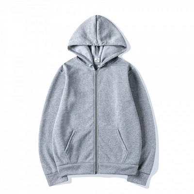 Unisex Casual Solid Color Full Zip Up Hoodies Sweatshirts