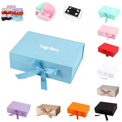 Collapsible Magnetic Gift Box With Ribbon