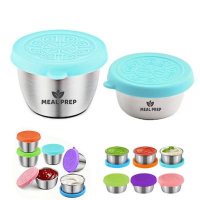 Multi Purpose 304 Stainless Steel Salad Dressing Condiment Container With Lid Leakproof Storage Bowl