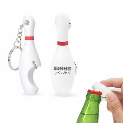 Bowling Pin Shaped Bottle Opener Keychain