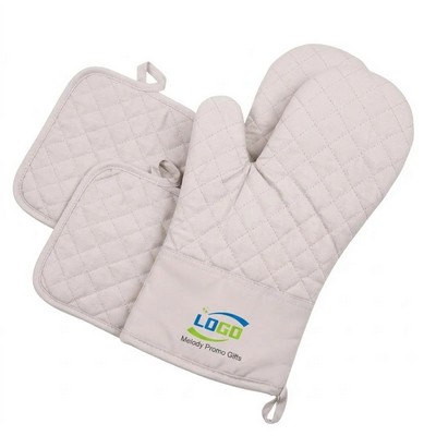 4-Piece Silicone and Cotton Oven Mitt Set