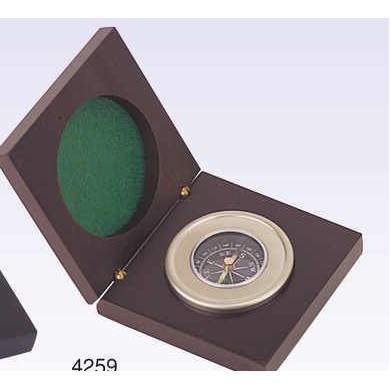 Chrome Compass in Wooden Box - ON SALE, LIMITED STOCK