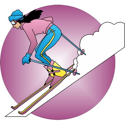 Female Skier Acrylic Coaster w/Felt Back