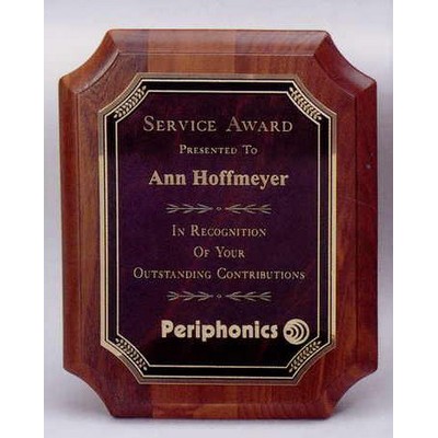 Solid Walnut Notched Edge Plaque w/ Marble Plate (9"x12")