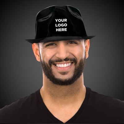 Black Plastic Fedora Gangster Hat