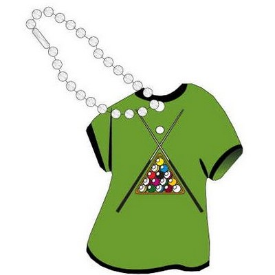 Pool Table Rack Promotional T-Shirt Key Chain w/ Black Back (4 Sq. Inch)