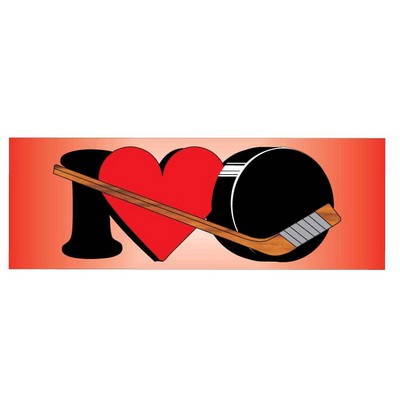 I Love Hockey Panoramic Metal Photo Magnet (1 5/8"x4 5/8")
