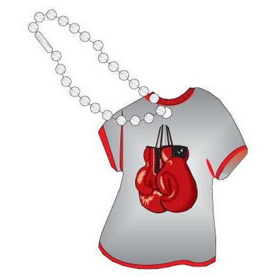 Boxing Gloves Promotional T-Shirt Key Chain w/ Black Back (4 Square Inch)
