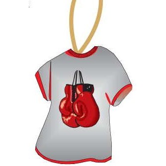 Boxing Glove T-Shirt Promotional Ornament w/ Black Back (4 Square Inch)