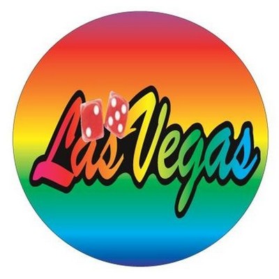 Las Vegas w/ Dice Round Badge w/ Bar Pin (2 1/2" Diameter)