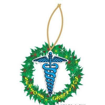 Caduceus Promotional Wreath Ornament w/ Black Back (6 Square Inch)