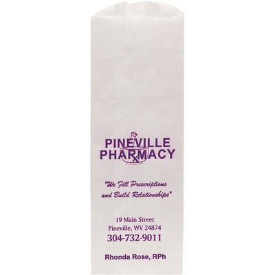 White Paper Pharmacy Bags (3 1/2"x2"x10 1/4")