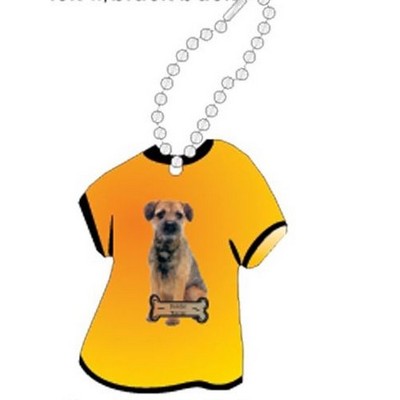 Border Terrier Promotional T Shirt Key Chain w/ Black Back (4 Square Inch)