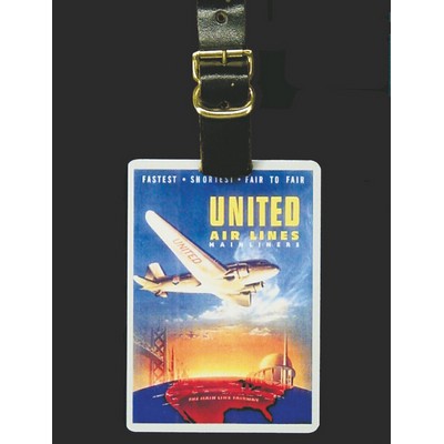 2 1/8" x 3" Aluminum Luggage /Golf Bag Tag with a Full Color, sublimated imprint. Made in the USA.