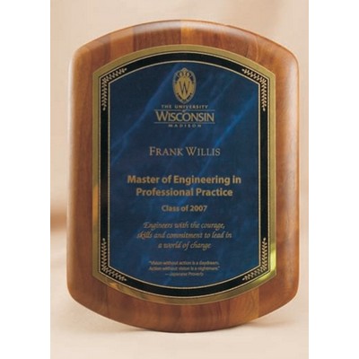 Rectangle Solid Walnut Wood Plaque w/ Curved Top & Bottom (9"x12")